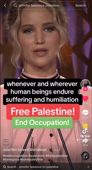 Verificación de Datos: Este video NO muestra a Jennifer Lawrence hablando en apoyo de Palestina