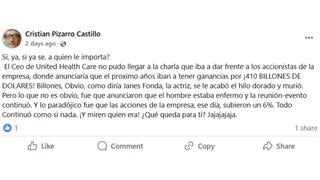 Verificación de Datos: Conferencia de Inversionistas de UnitedHealth Group No Continuó Luego del Asesinato del Jefe Ejecutivo Brian Thompson  -- No Existe Evidencia de lo Contrario