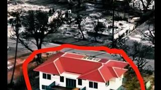 Verificación de Datos: Casa de Techo Rojo que se Salvó de los Incendios No es en California -- La Llamada "Casa Milagro" está en Maui 