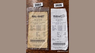 Verificación de Datos: Imagen FALSA de Recibos de Walmart de 2002 y 2026 para Comparar Precios -- Fue Creada con IA