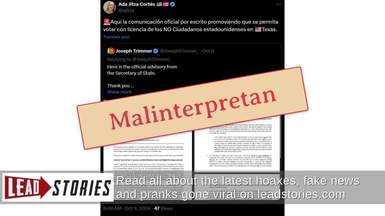 Verificación de Datos Secretaria de Estado de Texas NO Está